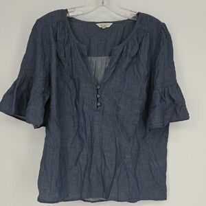 Lucky Brand Blue Button-Front Blouse